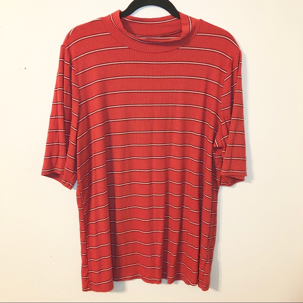 Lovesick Mockneck Striped Ribbed Top Size 3